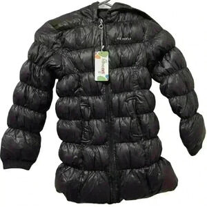 Girls HiHeart Lightweight Hooded Down Puffer Coat Jacket Black NWT Size 8
